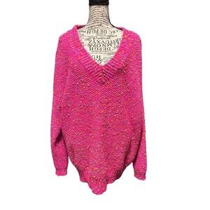 Perfectly Priscilla Womens Plus 2X 3D Poms Art Electric Whimsical Y2K Sweater